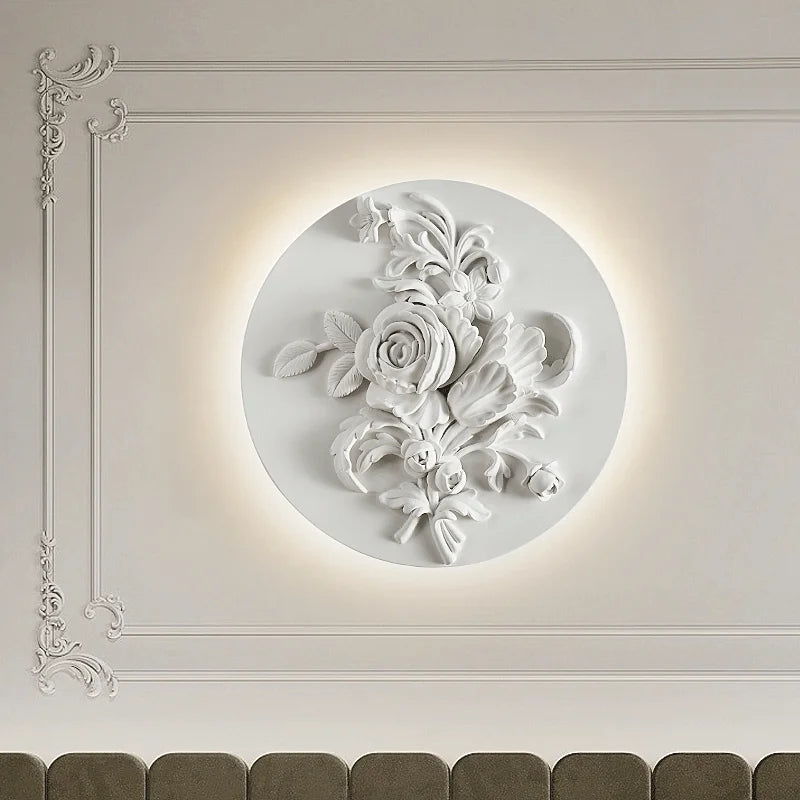applique murale circulaire rétro abat-jour en verre blanc - vue 5 sur 12