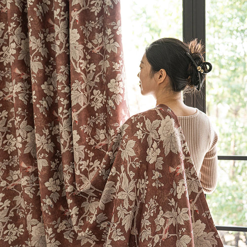 Rideau jacquard style rétro occultant pour chambre salon