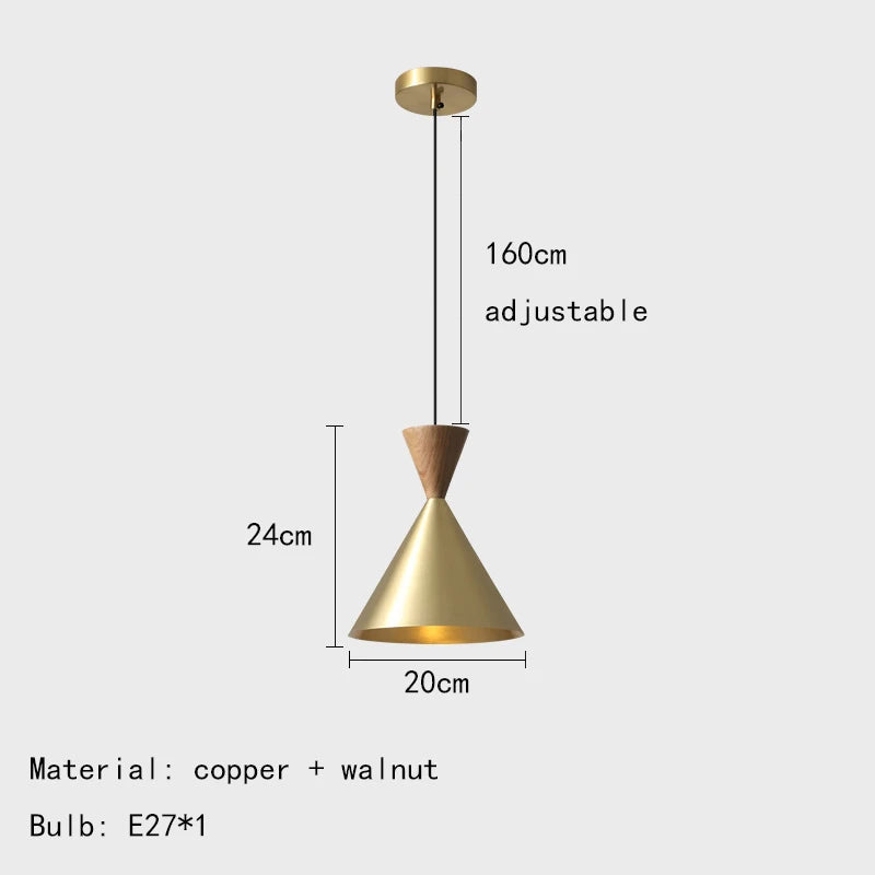 Vintage brass pendant light with adjustable cord