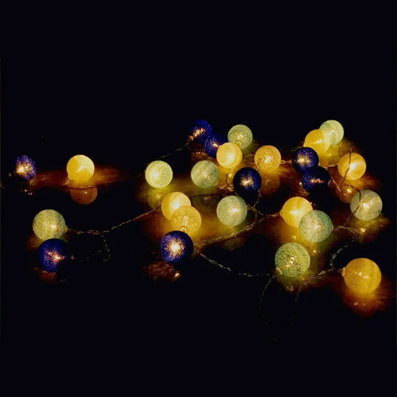 guirlande lumineuse led en boules de coton pour décorations festives - vue 7 sur 16