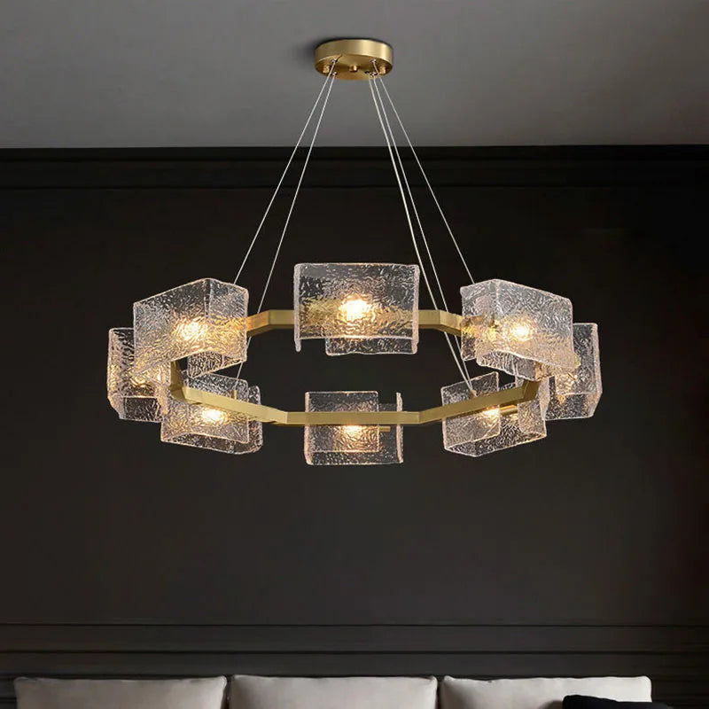 lustre en verre motif eau pour décoration intérieure style créatif - vue 4 sur 12