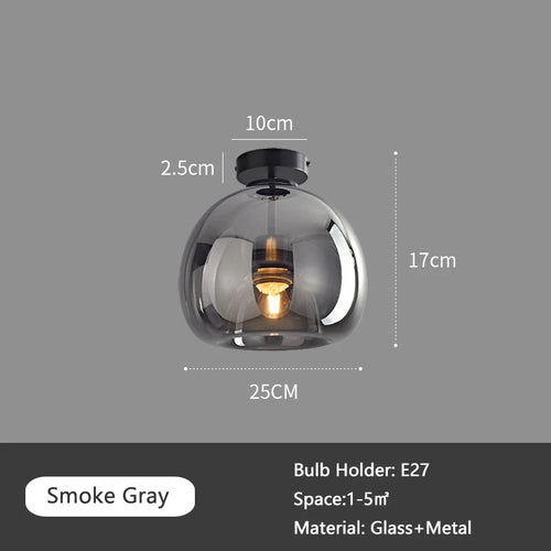 Plafonnier design en verre de couloir passage luxe fumé ambre gris - vue 8 sur 8