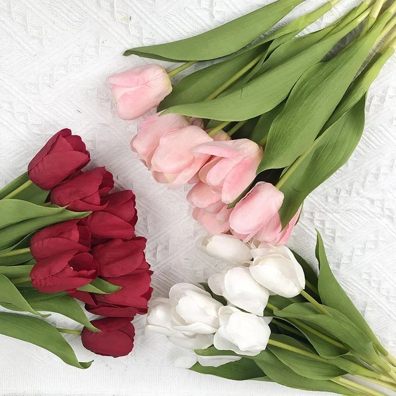 Set of 5 artificial tulips for realistic decoration - vue 3 sur 11