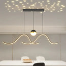 Nordic minimalist creative personalised LED strip dining table bar wave chandelier starry sky restaurant pendant light