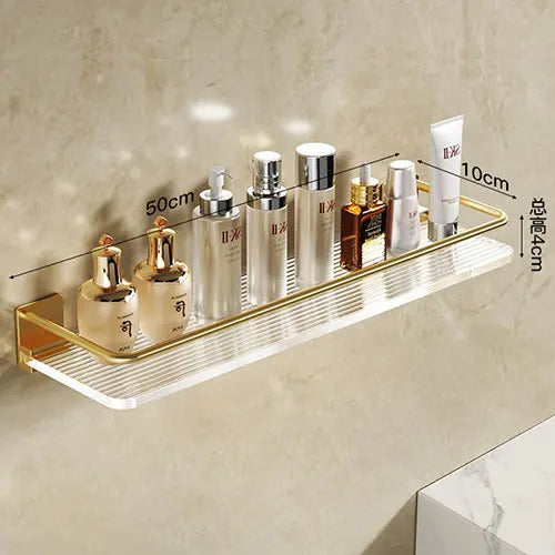DOOKOLE Bathroom Floating Shelves Gold, Wall Mounted Storage Shelves with Towel Bar for Bathroom, Kitchen, Bedroom - vue 9 sur 11