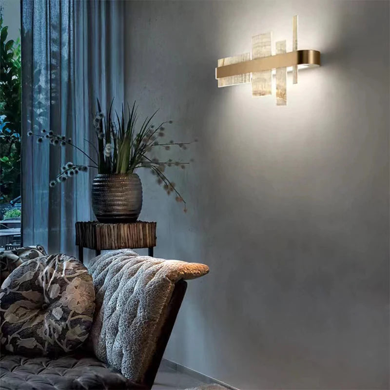 Lustre design LED moderne luxe marbre concepteur décoration - vue 6 sur 11