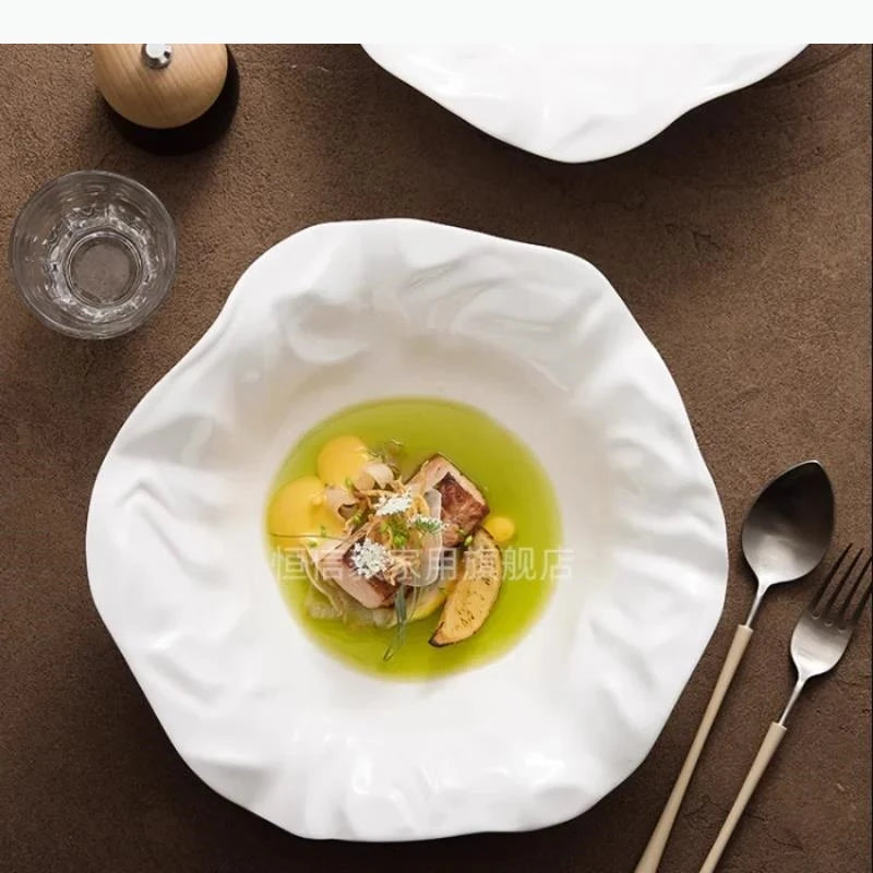 Assiette bol céramique plissée irrégulière style moderne