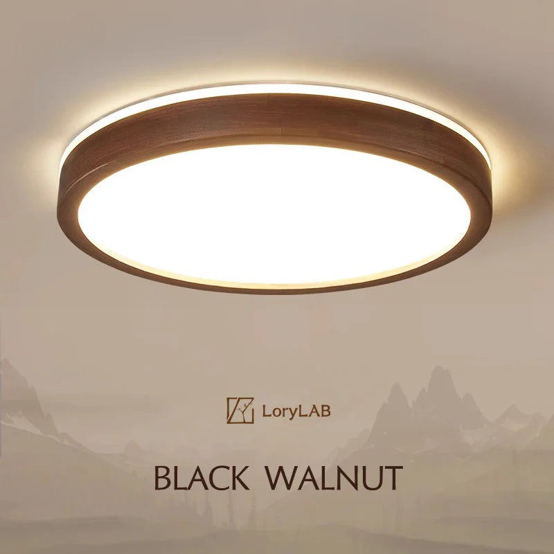 Walnut Wood Ceiling light, Wabi-sabi Simple Modern Vintage style, Bedroom lighting for Bathroom, Bedroom, dining room, Study - vue 2 sur 16