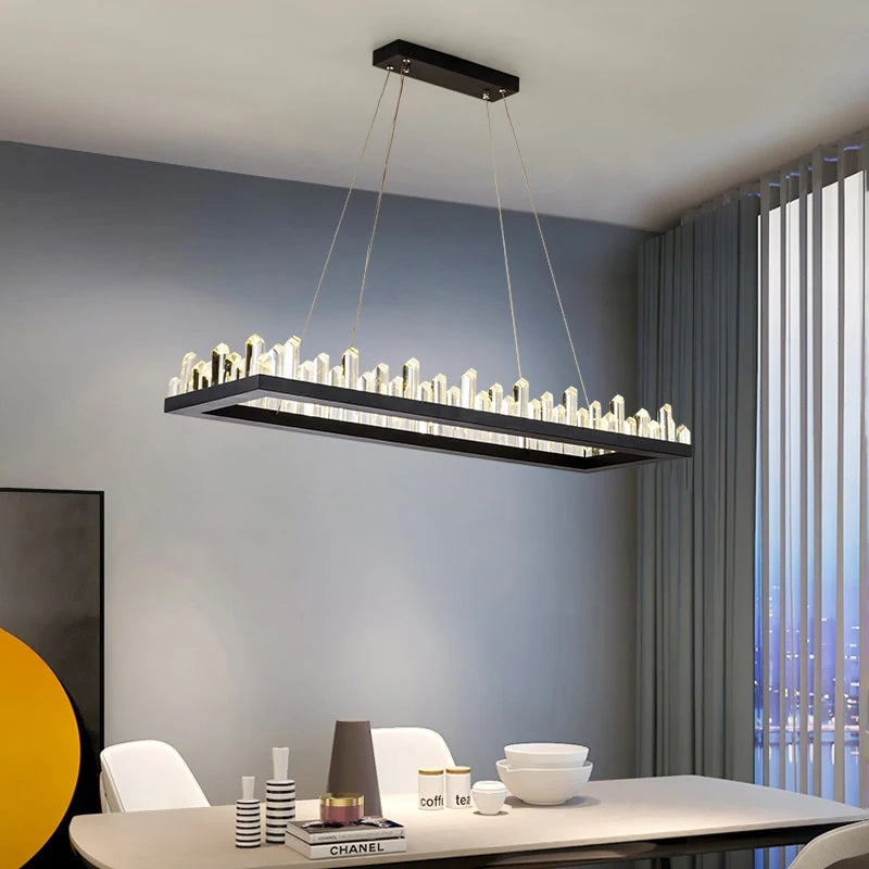 Plafonnier LED en cristal noir et blanc au design moderne