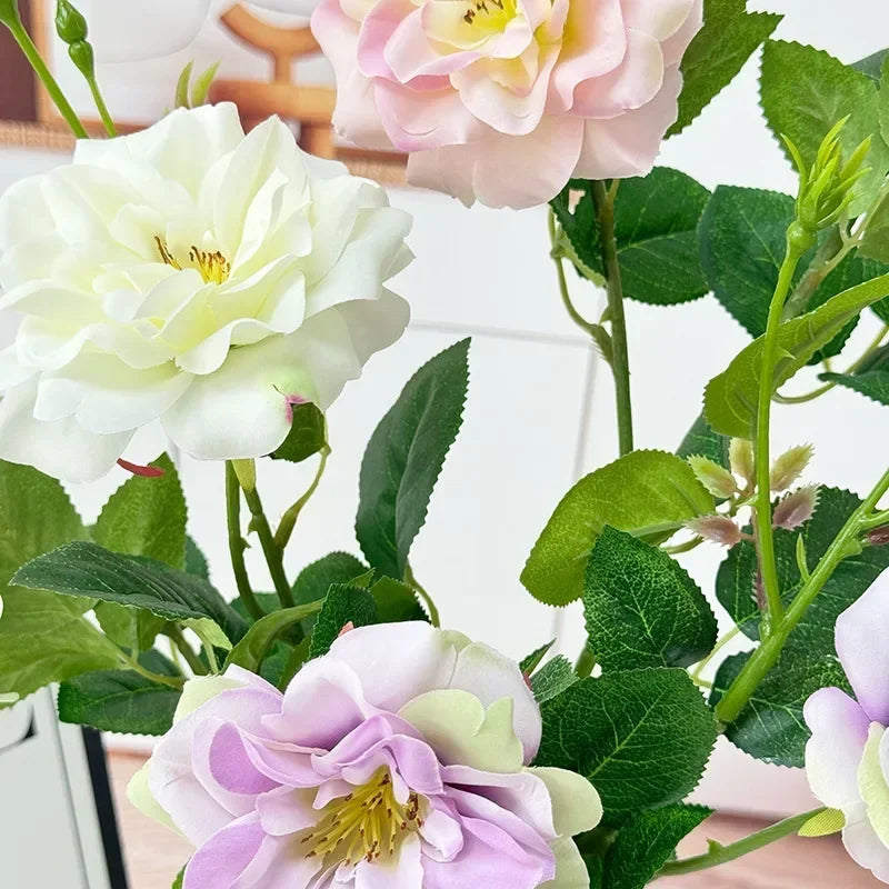 fleurs artificielles deux têtes roses décoration élégante pour intérieur - vue 2 sur 10