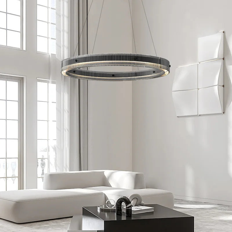 lustre nordique moderne en verre led de luxe - vue 6 sur 9