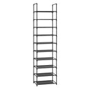 SONGMICS Shoe Rack, 10 Tiers, Narrow Shoe Rack, 28 x 45 x 173 cm, Metal Frame, Non-Woven Fabric Shelves, Hallway, Bedroom