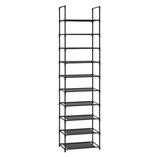 SONGMICS Shoe Rack, 10 Tiers, Narrow Shoe Rack, 28 x 45 x 173 cm, Metal Frame, Non-Woven Fabric Shelves, Hallway, Bedroom