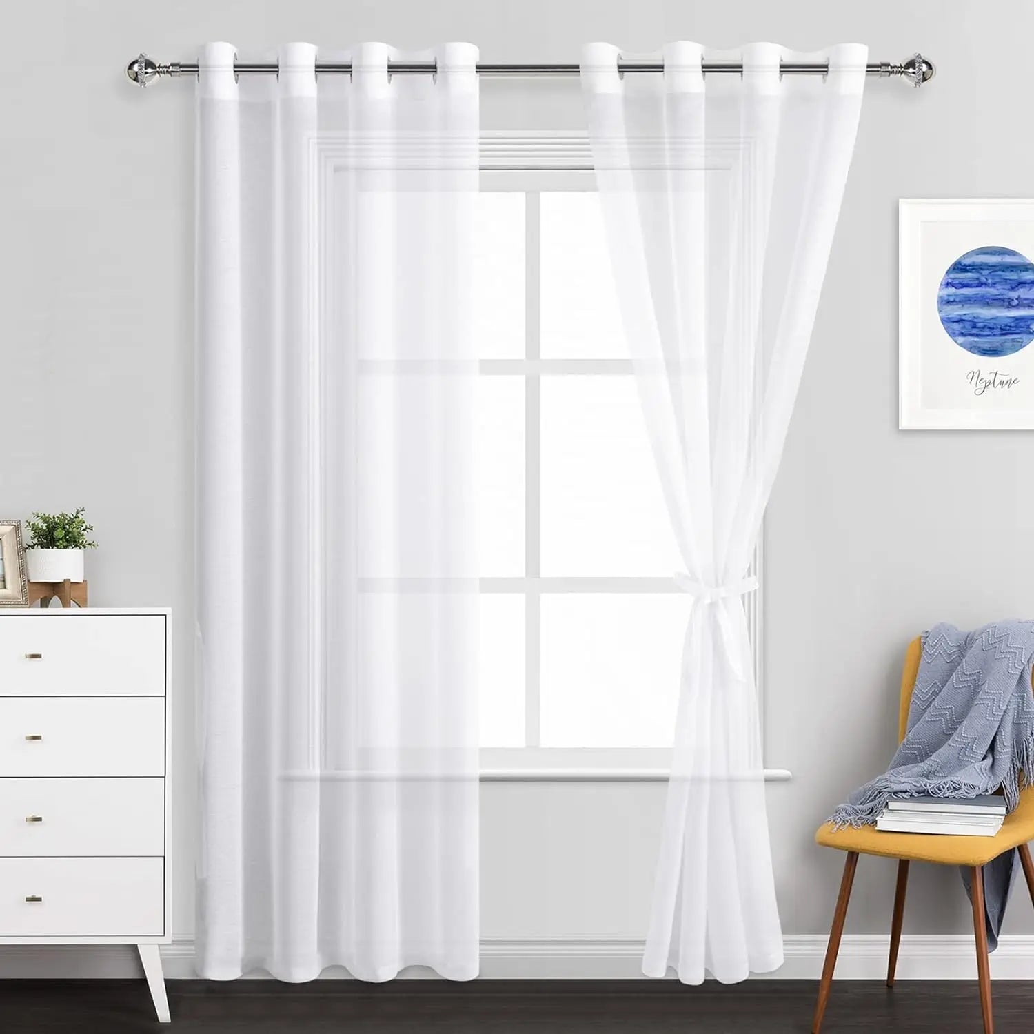 Voilage tulle transparent style moderne pour salon chambre - vue 2 sur 7