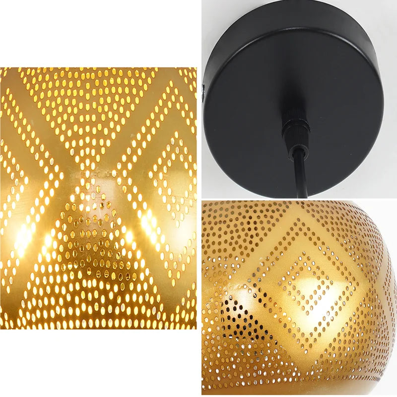 lustre led sandyha style asie du sud-est décoration intérieure dorée - vue 8 sur 7