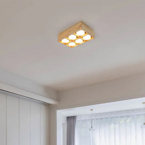 Plafonnier minimaliste japonais en bois brut - vue 3 sur 13