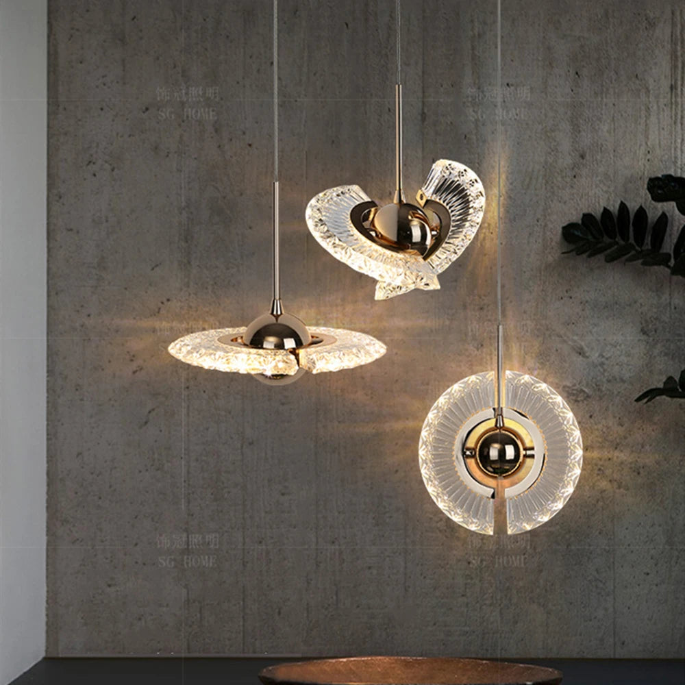 Plafond LED en cristal nordique lustre salon chambre chevet suspension lumières décor à la maison éclairage lampe suspendue pour plafond - vue 6 sur 16