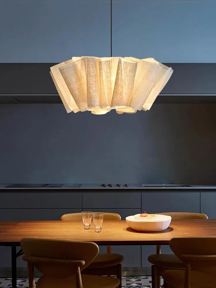 Nordique Vintage Wabi Sabi vent fait à la main tissu Led lustre B &amp; B éclairage intérieur salle à manger Bar chambre chevet suspension lumières - vue 4 sur 10