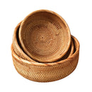 panier rond en rotin tissé pour fruits et collations
