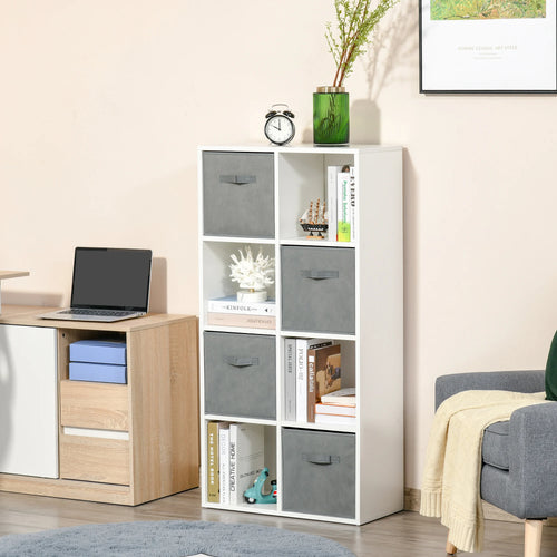 etagère 8 cubes avec tiroirs en tissu amovibles