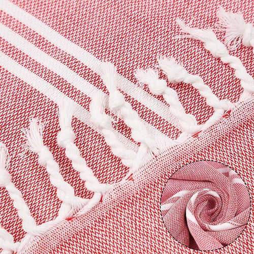 Serviette de plage turque coton franges rayé spa