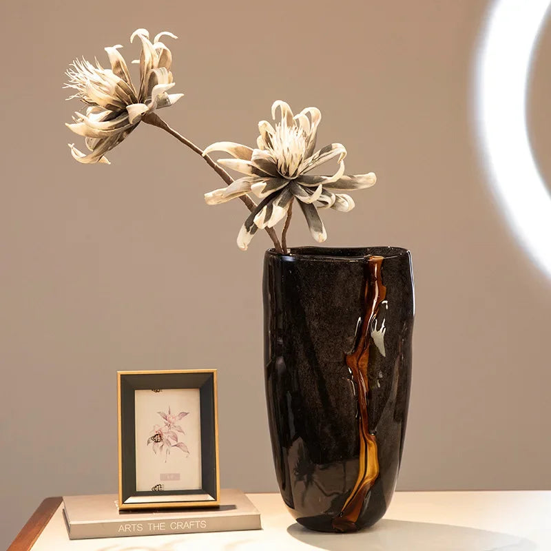 vase en verre craquelé pour arrangement floral décoratif - vue 5 sur 9
