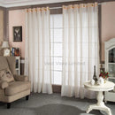 Rideau lin rayé style naturel plis plats moderne