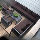 canapé extérieur nordique en acier inoxydable et aluminium