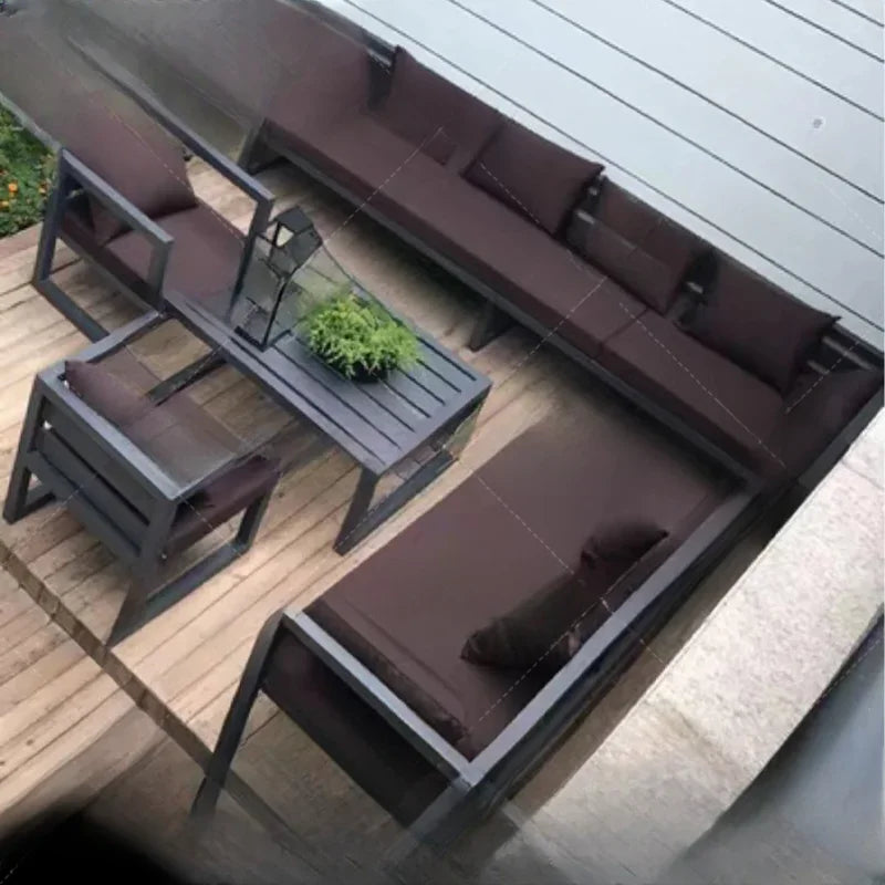 canapé extérieur nordique en acier inoxydable et aluminium - vue 7 sur 24