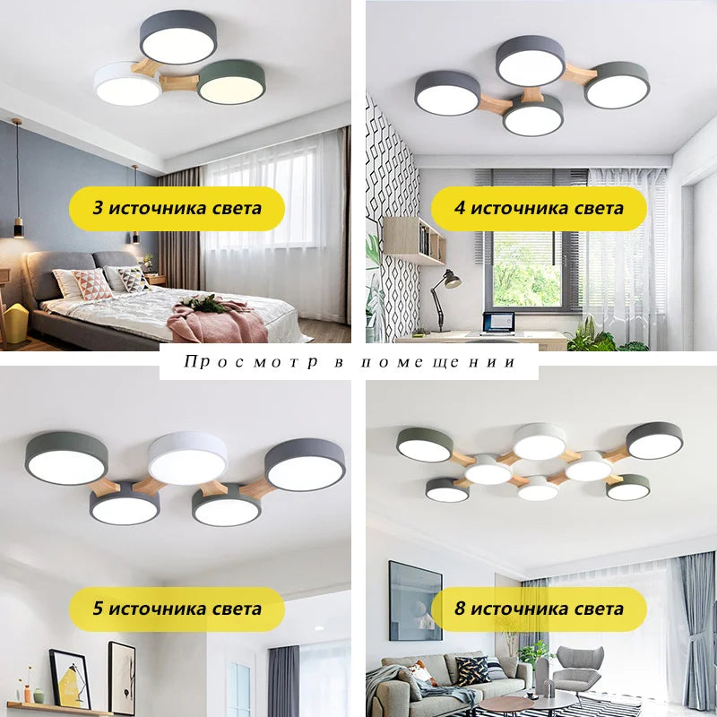 plafonnier moderne en bois avec éclairage led intérieur - vue 5 sur 36
