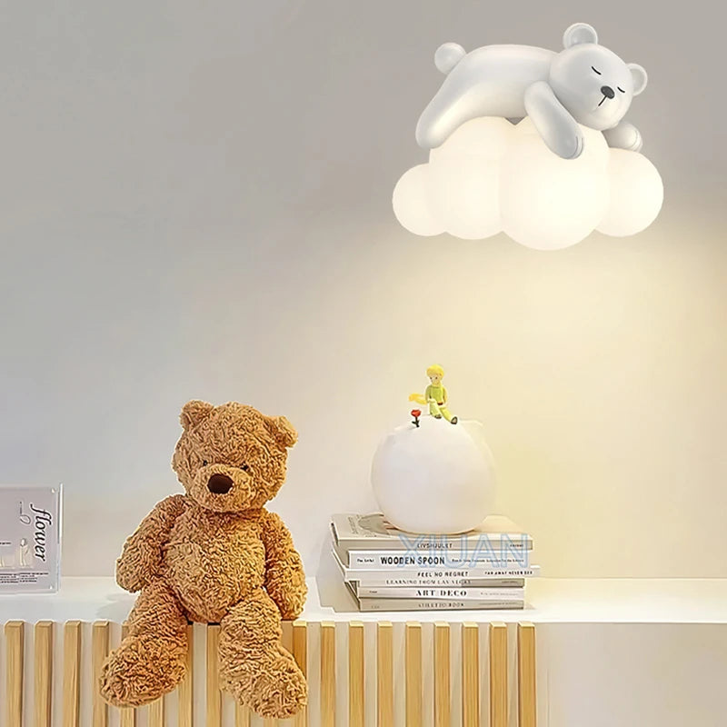 Applique murale ours polaire en forme de nuage blanc