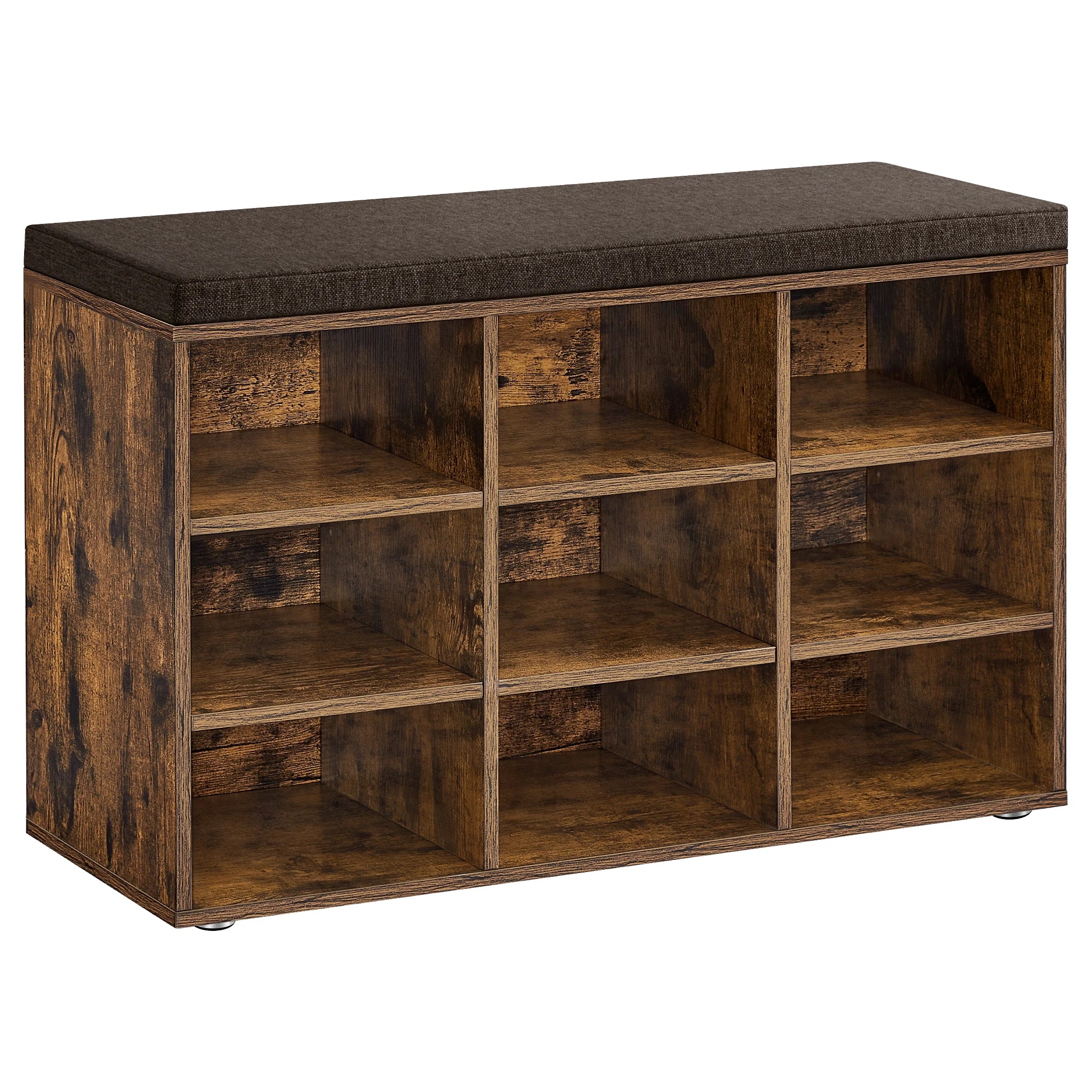 VASAGLE Shoe Bench, Storage Bench with Padded Seat, with Cushion, 9 Compartments, Adjustable Shelves, for Living Room, Hallway - vue 8 sur 10