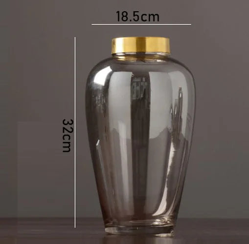 vase en verre moderne avec base métallique pour décoration florale - vue 9 sur 9
