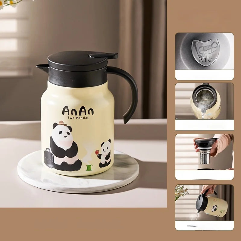 Théière isotherme panda inox 1l grande capacité