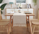 Chemin de table lin beige brodé style rustique
