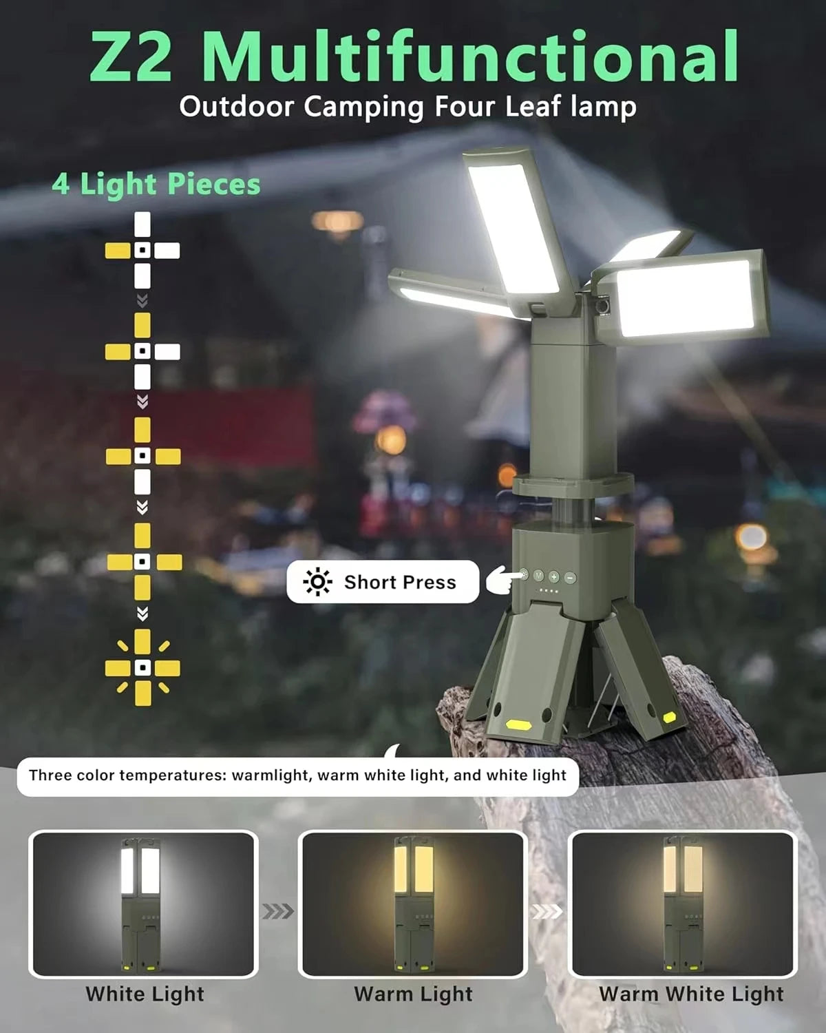 lampe de tente super lumineuse rechargeable pour camping et randonnée - vue 6 sur 8