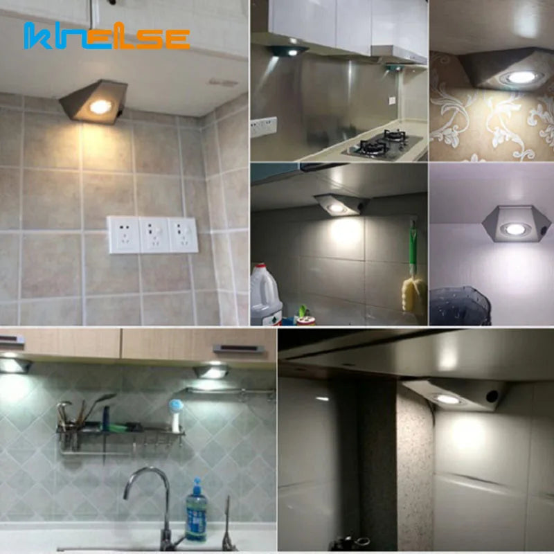 12V 230V LED Cabinet Lights 1.5W Triangle Mini Shelf Light Brushed Cupboard Lamp for Home Kitchen Cabinet, Wardrobe, Wine Cooler - vue 6 sur 6