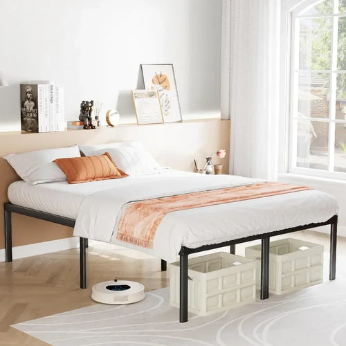 Metal Queen Bed Frame- Full Size Bedstead, King Platform with Storage, Air Mattress Twin for Bedroom Sturdy Steel Slat Support - vue 7 sur 7