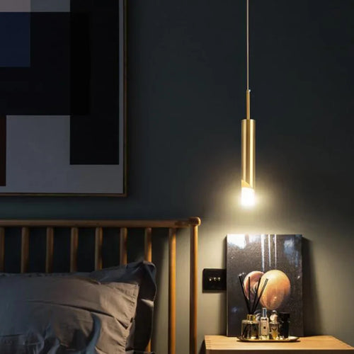 Suspension design cylindrique style Cuivre Or LED - vue 4 sur 7
