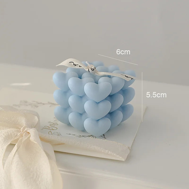 bougie parfumée cube cœur en cire de soja fait main décorative - vue 11 sur 11