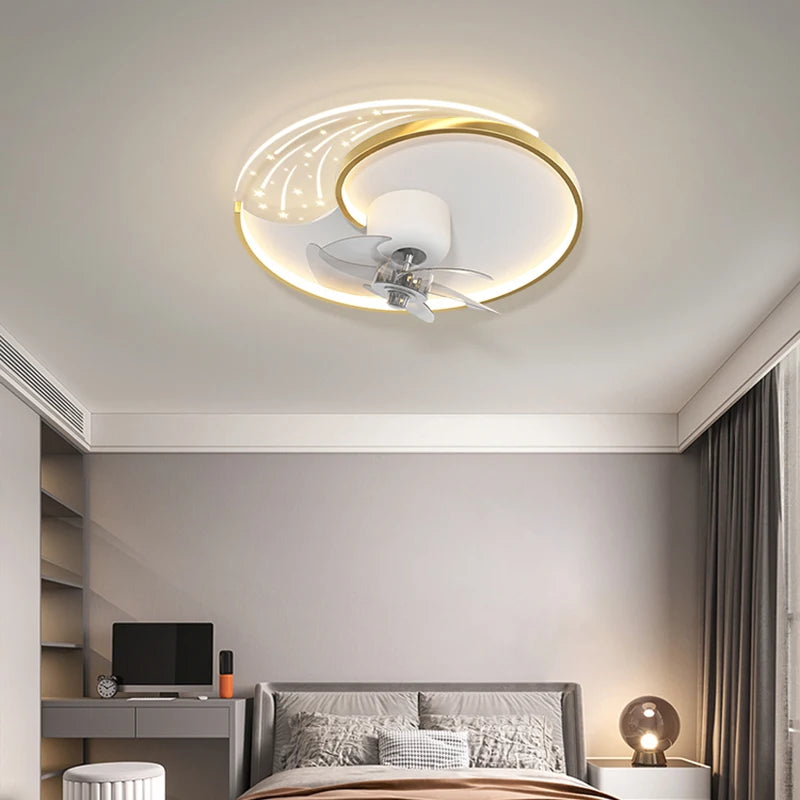 plafonnier moderne avec ventilateur et éclairage intelligent mobile - vue 4 sur 8