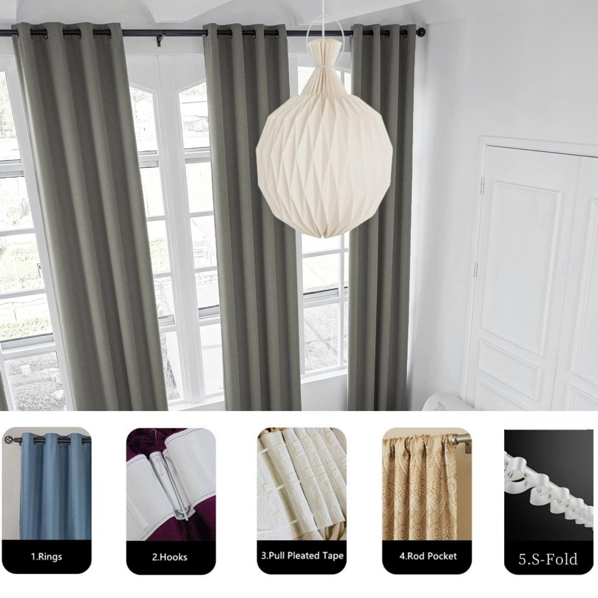 Rideau occultant extra long style lin moderne salon - vue 5 sur 10