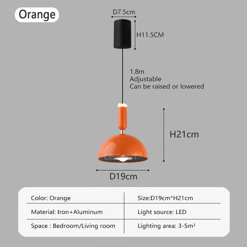 Nordic LED pendant light with adjustable height for home decoration, dining room, living room, bedroom, bedside lighting - vue 10 sur 14