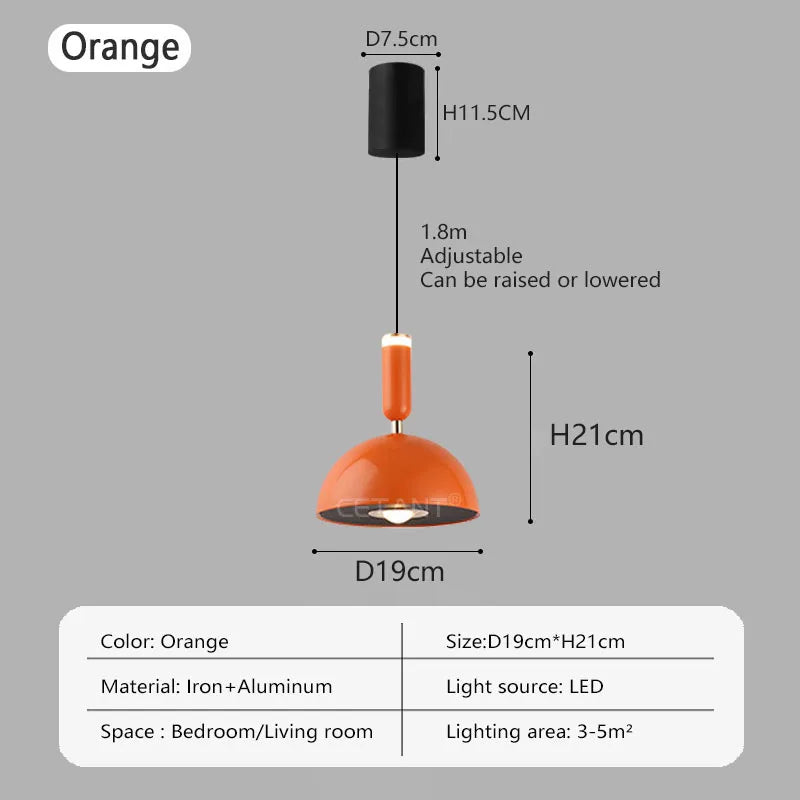 Nordic LED pendant light with adjustable height for home decoration, dining room, living room, bedroom, bedside lighting - vue 9 sur 14