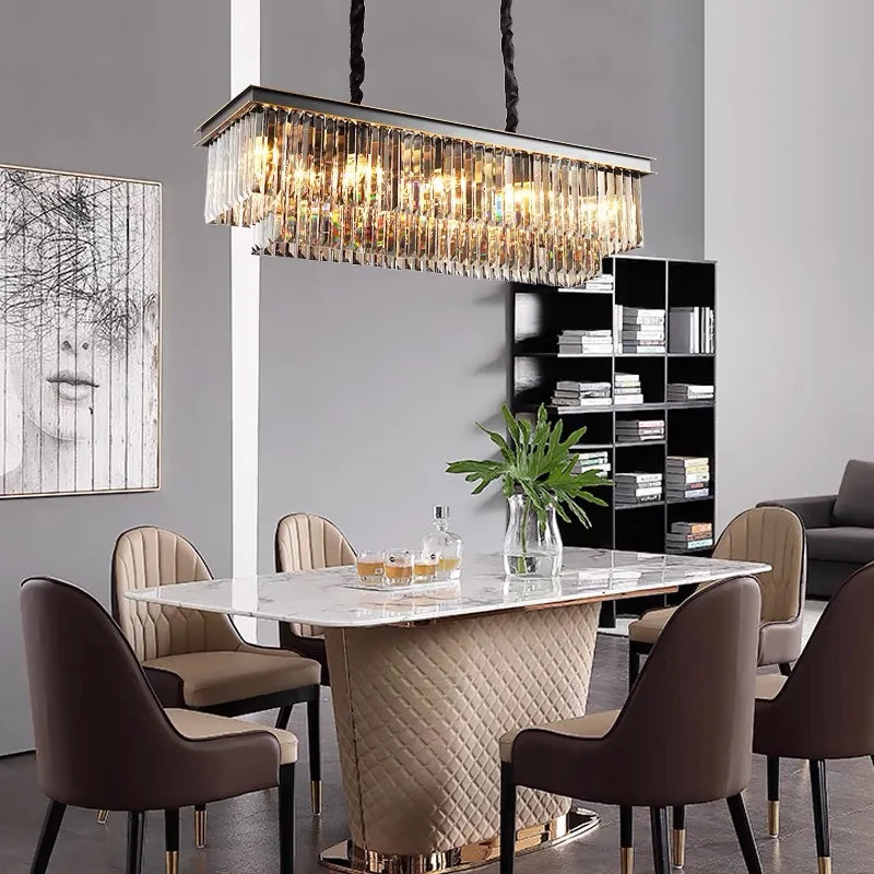 Lustre en cristal LED moderne américain salon salle à manger Villa suspension chambre plafond suspension lampe décor à la maison Lustre