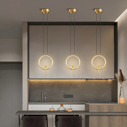 lustre à anneau led pour décoration moderne intérieure et extérieure - vue 5 sur 7