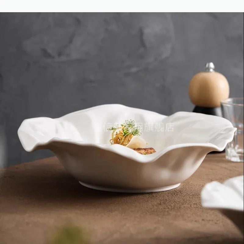 Assiette bol céramique plissée irrégulière style moderne