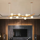 suspension luminaire en bois massif et verre simple