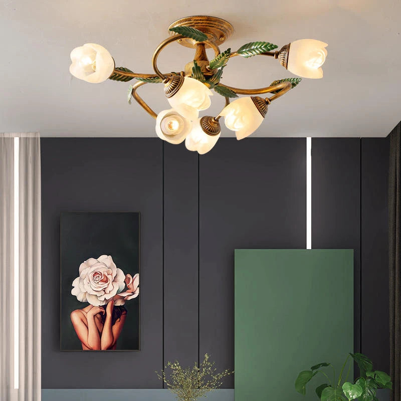 Plafonnier Led blanc fleur campagne française déco intérieur Villa salon couloir style américain