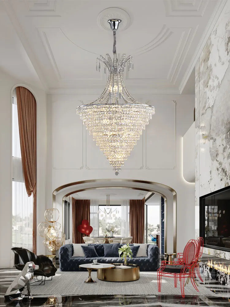 lustre en cristal chrome pour éclairage intérieur élégant - vue 3 sur 11